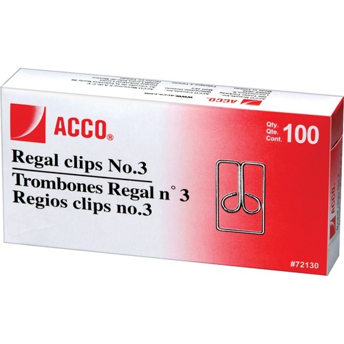 REGAL CLIPS, MEDIUM (NO. 3), SILVER, 100/BOX