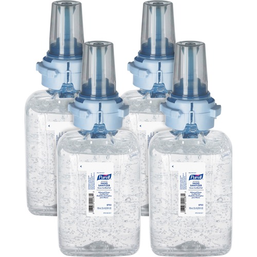 ADVANCED HAND SANITIZER GREEN CERTIFIED GEL REFILL, 700 ML, FRAGRANCE FREE, 4/CARTON