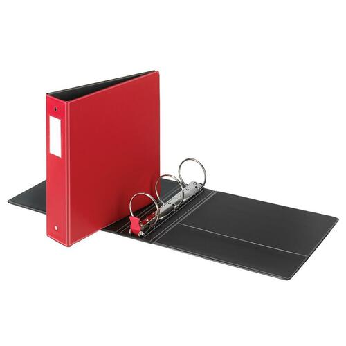 Premier Easy Open Locking Round Ring Binder, 3" Cap, 11 X 8 1/2, Red