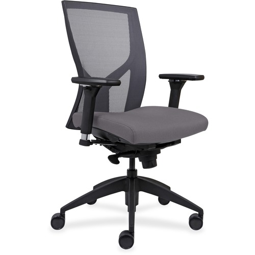 High-back Chair,Mesh Back,26-1/4"x25"x47",GY Vinyl/BK Frame