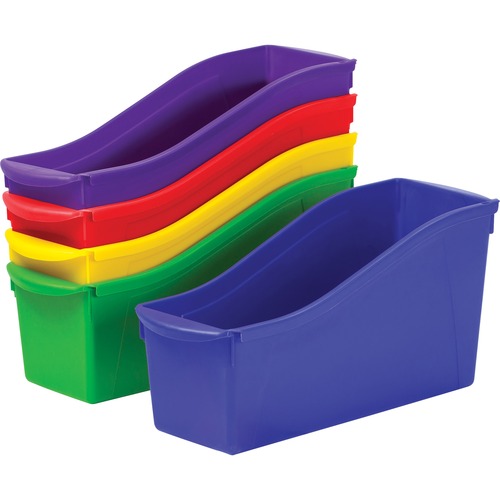 Interlocking Book Bins, 4 3/4 X 12 5/8 X 7, 5 Color Set, Plastic