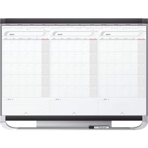 PRESTIGE 2 TOTAL ERASE 3-MONTH CALENDAR BOARD, 36 X 24, WHITE, GRAPHITE FRAME