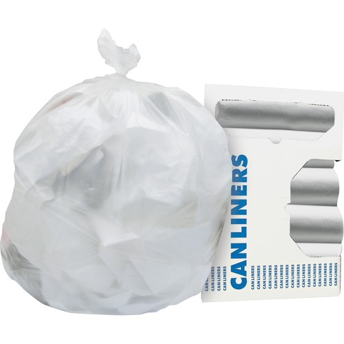 HIGH-DENSITY WASTE CAN LINERS, 56 GAL, 22 MICRONS, 43" X 48", NATURAL, 150/CARTON