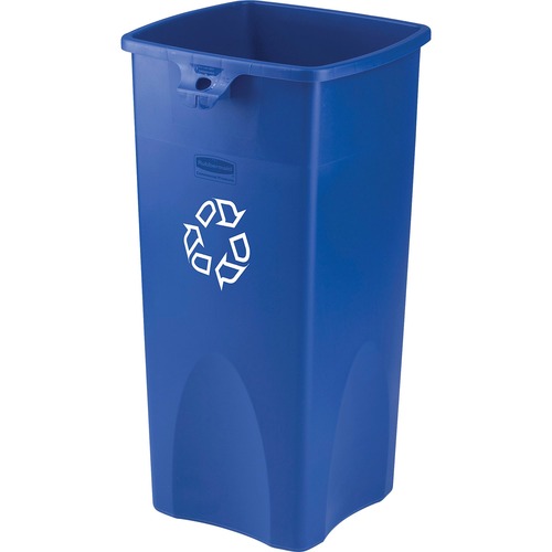RECYCLED UNTOUCHABLE SQUARE RECYCLING CONTAINER, PLASTIC, 23 GAL, BLUE