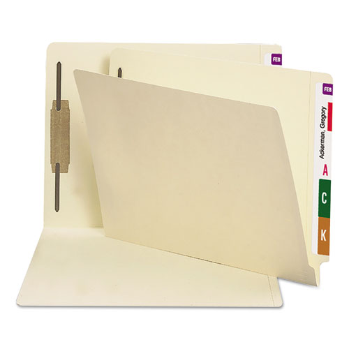 END TAB FASTENER FOLDERS W/REINFORCED TAB, 1 FASTENER, LETTER, MANILA, 50/BX