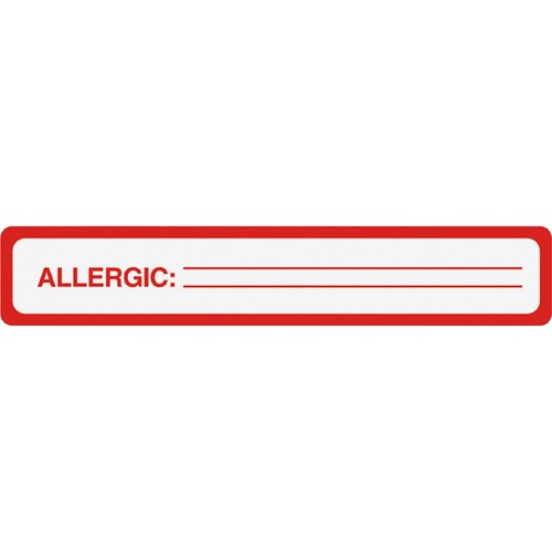 Medical Labels For Allergy Warnings, 1 X 5-1/2, White, 175/roll