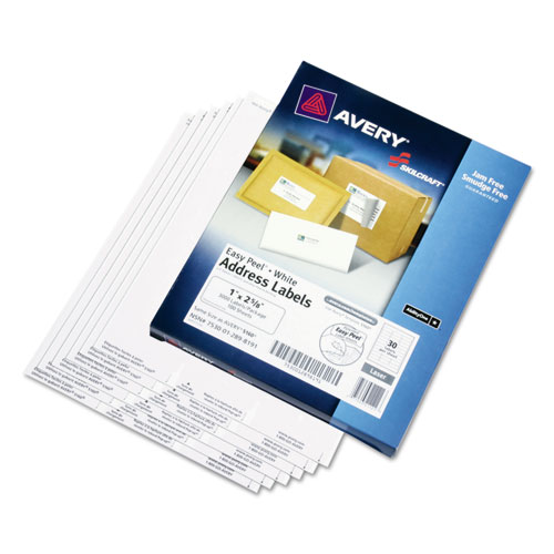 7530012898191, LASER LABELS, 1 X 2 5/8, WHITE, 3000/BOX